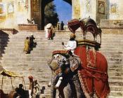 Royal Elephant at the Gateway to the Jami Masjid Mathura - 埃德温·罗德·威克斯